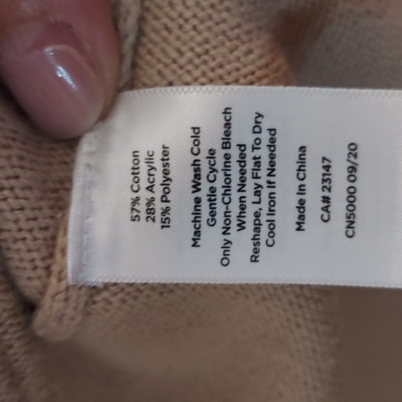 TALBOTS Shawl Collar Colorblock Cream and Tan Knit Open Cardigan/Duster - Picture 13 of 14